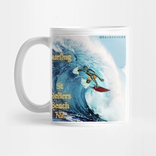 Surfing at St Heliers Beach New Zealand Mug